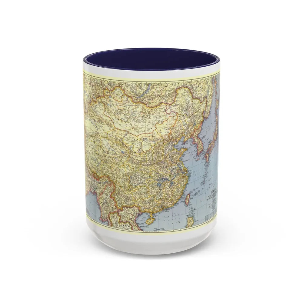 China (1945) (Map) Accent Coffee Mug-15oz-Navy-Go Mug Yourself