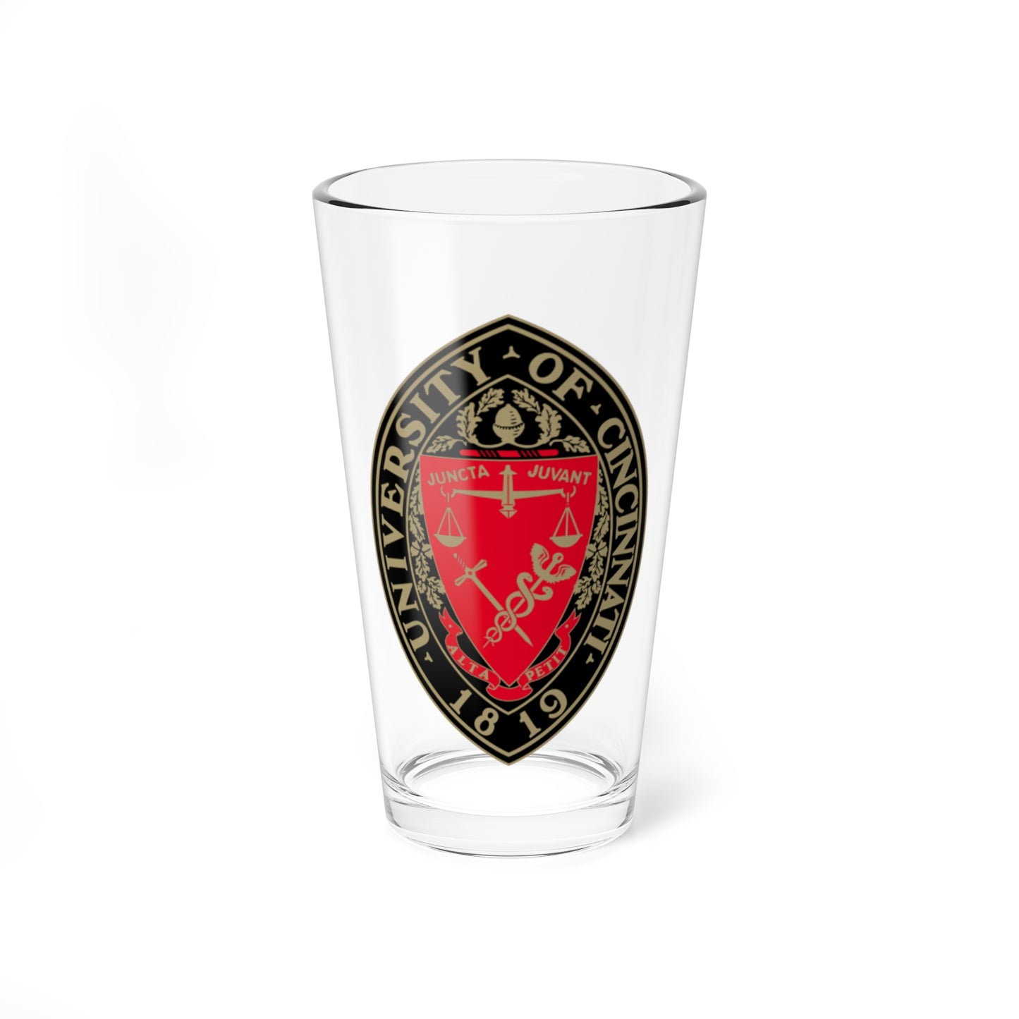 University of Cincinnati seal (United States) (Coat of Arms) Pint Glass 16oz