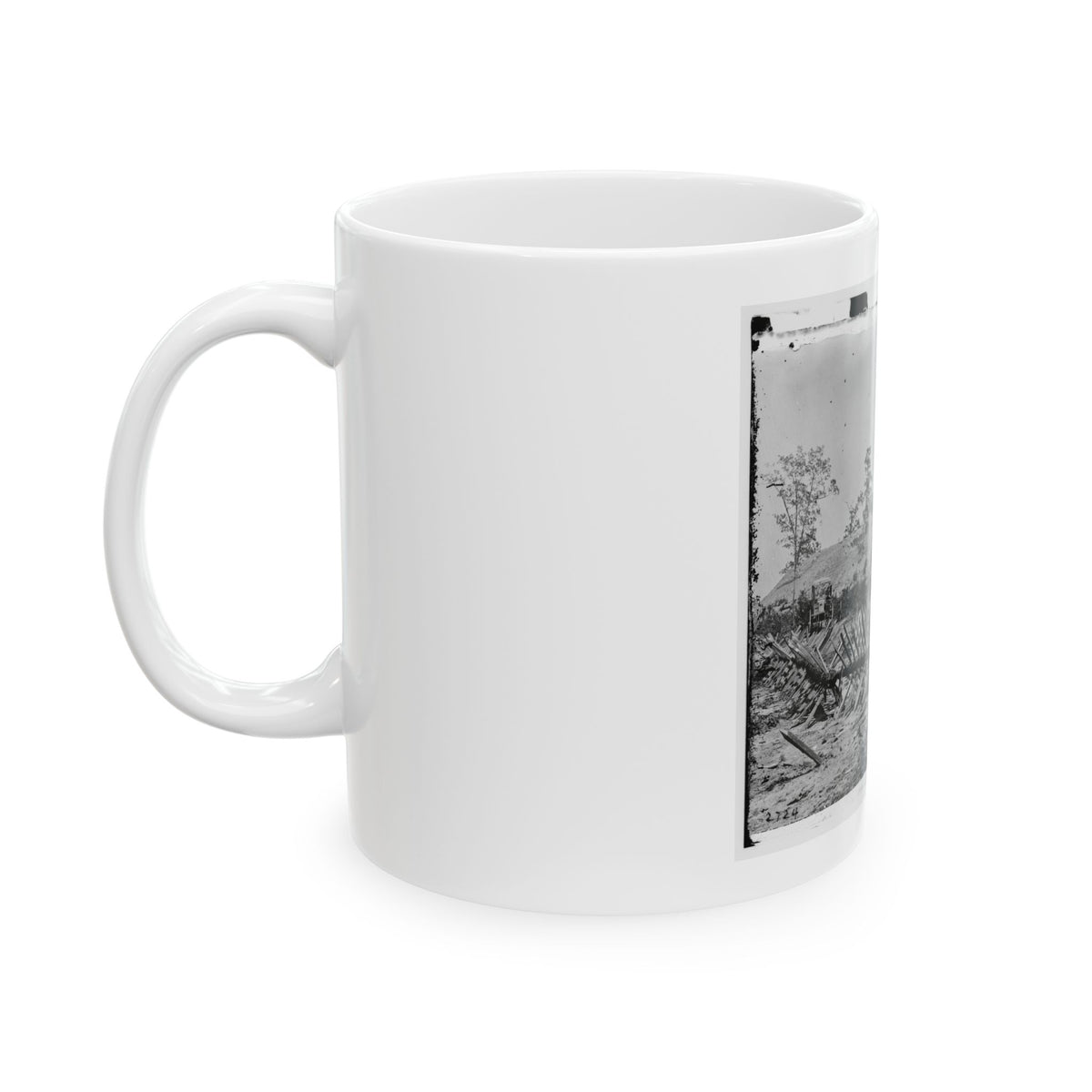 Atlanta, Ga. Chevaux-De-Frise On Marietta Street; Photographic Wagons And Darkroom Beyond (U.S. Civil War) White Coffee Mug
