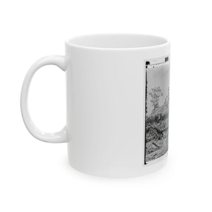 Atlanta, Ga. Chevaux-De-Frise On Marietta Street; Photographic Wagons And Darkroom Beyond (U.S. Civil War) White Coffee Mug