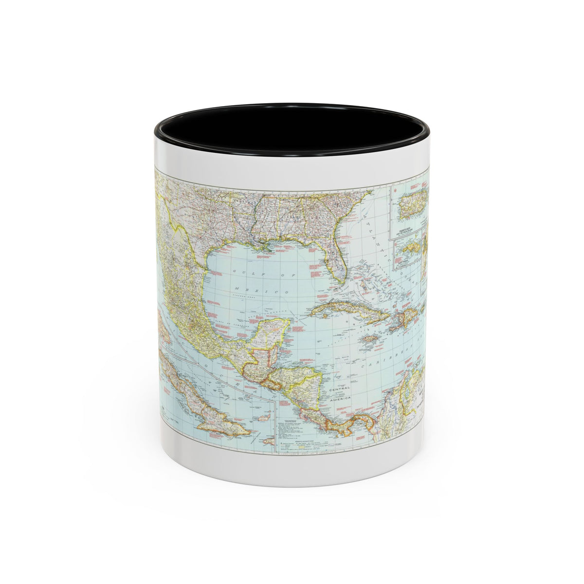 Central America & West Indies (1939) (Map) Accent Coffee Mug