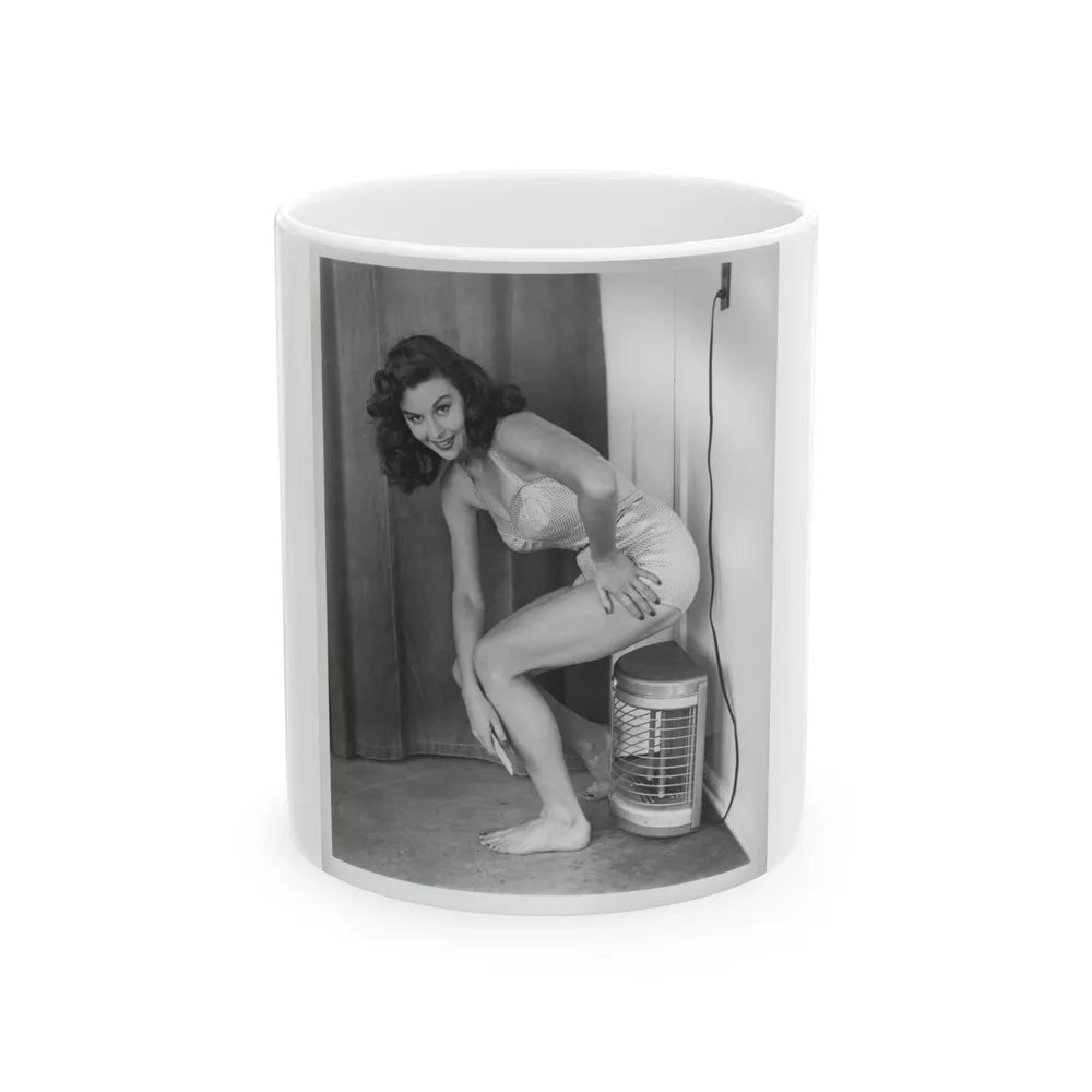 Elaine Stewart #165 - Negative Struck B&W 8x10 50's Era Full Body 1 Piece Swimsuit Cheesecake HQ Photo (Vintage Female Icon) White Coffee Mug-11oz-Go Mug Yourself