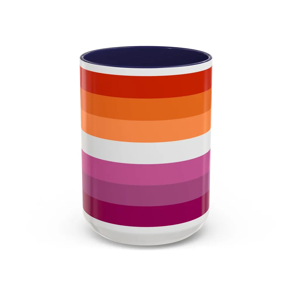 Lesbian 2 Pride Flag - Accent Coffee Mug-15oz-Navy-Go Mug Yourself