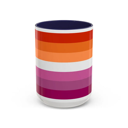 Lesbian 2 Pride Flag - Accent Coffee Mug-15oz-Navy-Go Mug Yourself