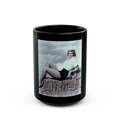 Dorothy Malone #57 (Vintage Female Icon) Black Coffee Mug-15oz-Go Mug Yourself