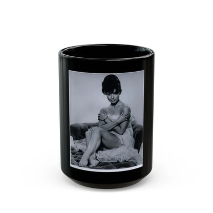 Jennifer Jayne #02 - B&W Full Body Linergie Barefoot Glamour Photo (Vintage Female Icon) Black Coffee Mug-15oz-Go Mug Yourself