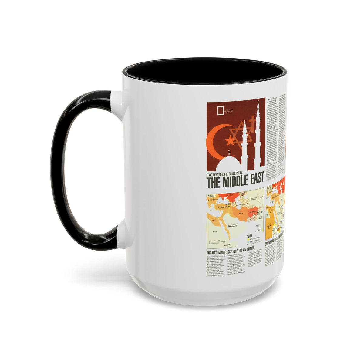 Middle East - Two Centuries of Conflict (1980) (Map) Accent Coffee Mug