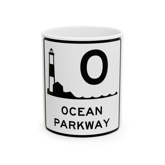 Ocean Pkwy Shield (New York) (Road Sign) White Coffee Mug