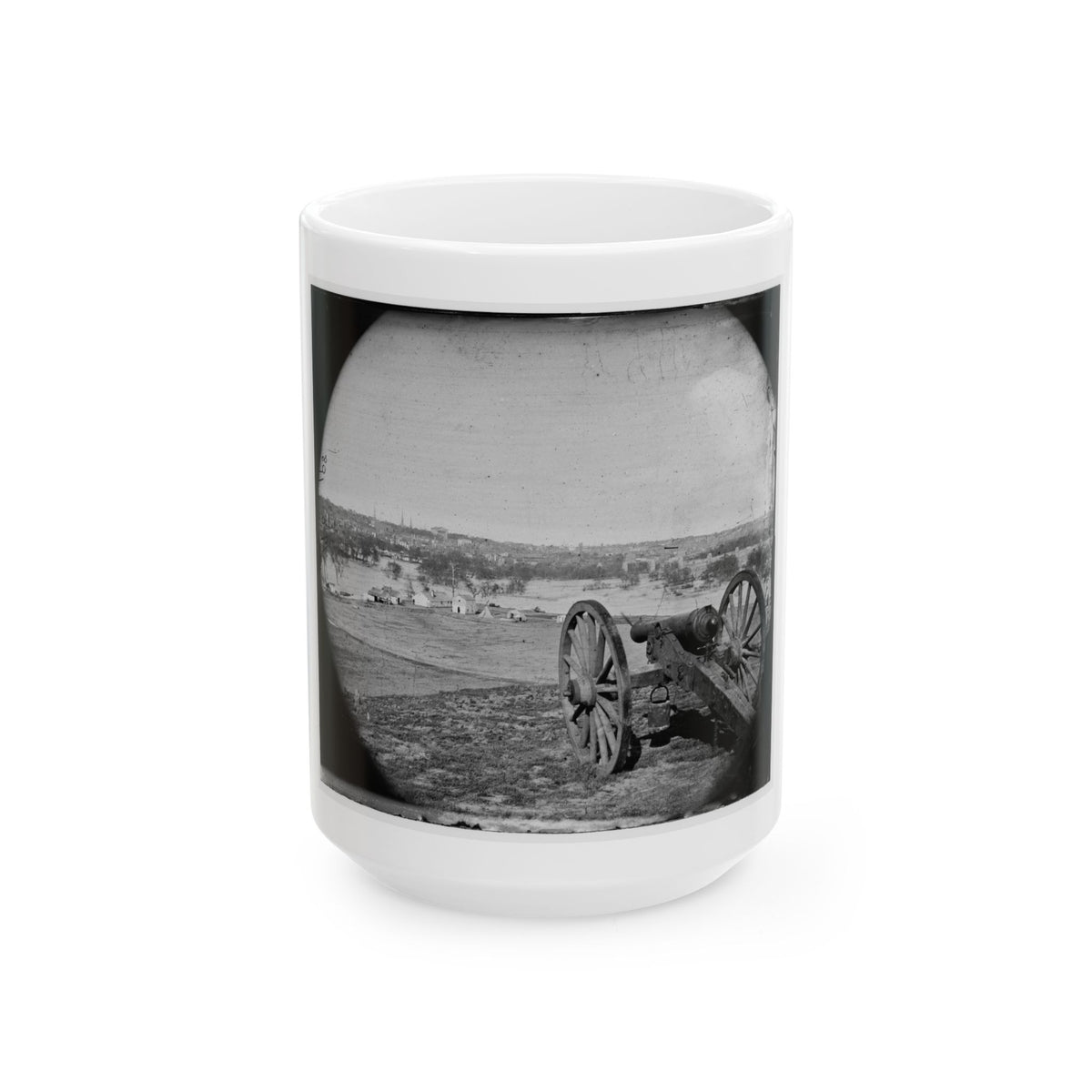 Richmond, Va. View Of City From Belle Isle; Gun In Foreground (U.S. Civil War) White Coffee Mug