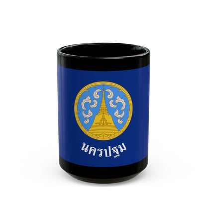 Flag of Nakhon Pathom Province Thailand - Black Coffee Mug-15oz-Go Mug Yourself