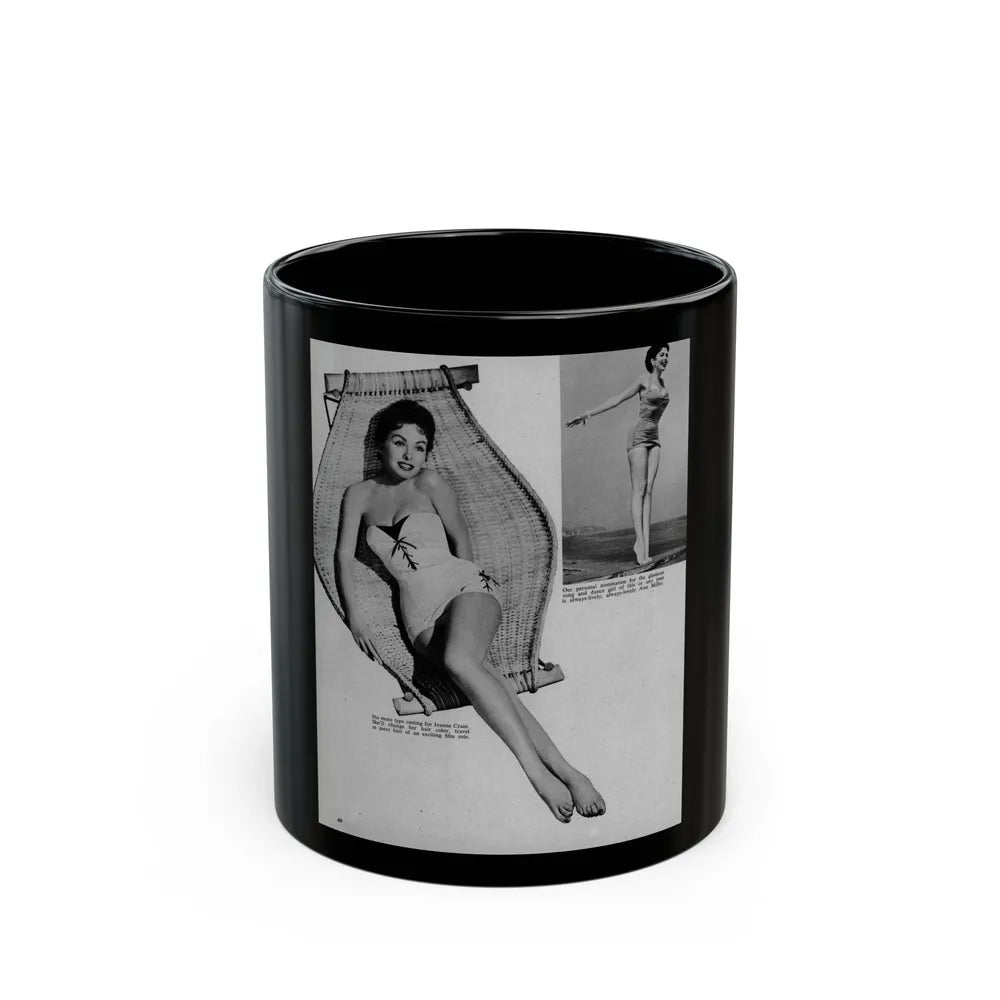 Jeanne Crain #192 - 8.5x10.5 1950's B&W Full Body Page Pin-Up Photo & Caption from Movie Star Magazine (Vintage Female Icon) Black Coffee Mug-11oz-Go Mug Yourself