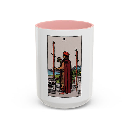 The 2 of Wands (Tarot Card) Accent Coffee Mug