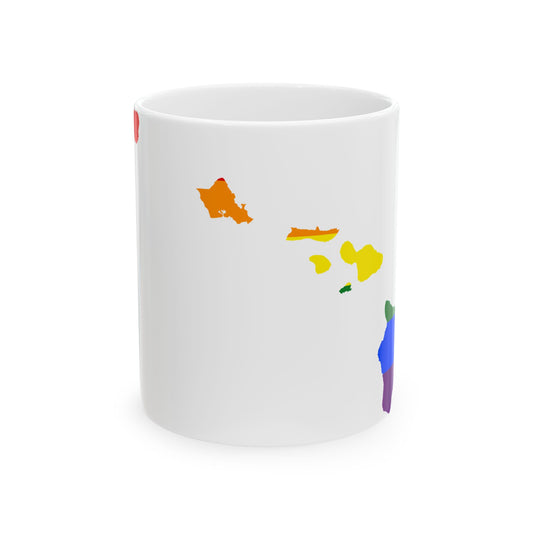 LGBT flag map of Hawaii (United States) White Coffee Mug