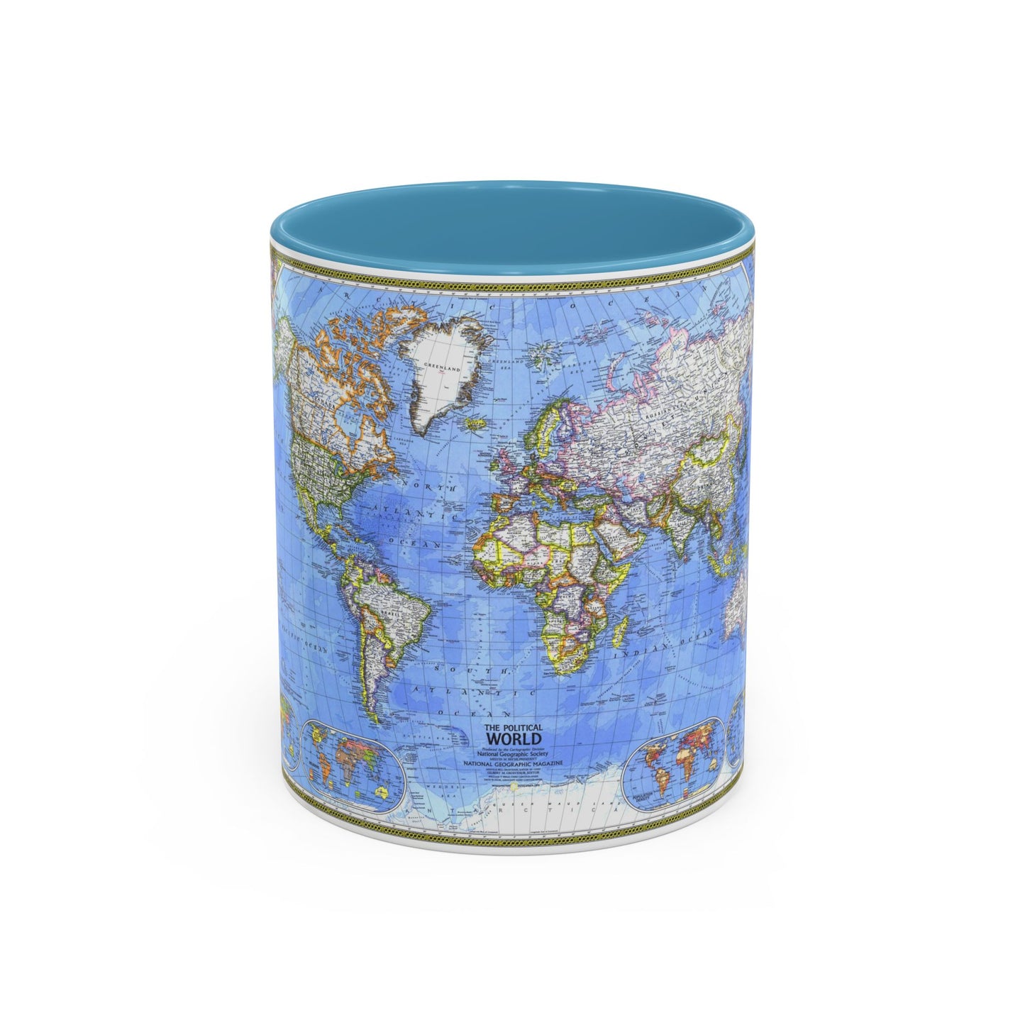 World Map - The Political World (1975) (Map) Accent Coffee Mug