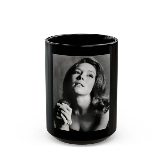 Diana Rigg #15 (Vintage Female Icon) Black Coffee Mug-15oz-Go Mug Yourself