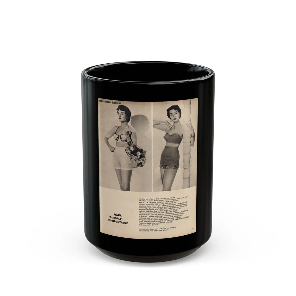 Barbara Rush #05 - 2 B&W Photos & Short Article from Modern Screen Mag. July '55_1 (Vintage Female Icon) Black Coffee Mug-15oz-Go Mug Yourself