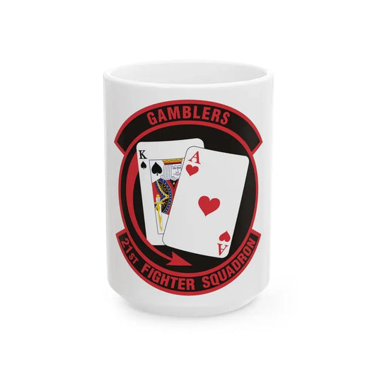 21 Fighter Squadron AETC (U.S. Air Force) White Coffee Mug 15oz - Go Mug Yourself