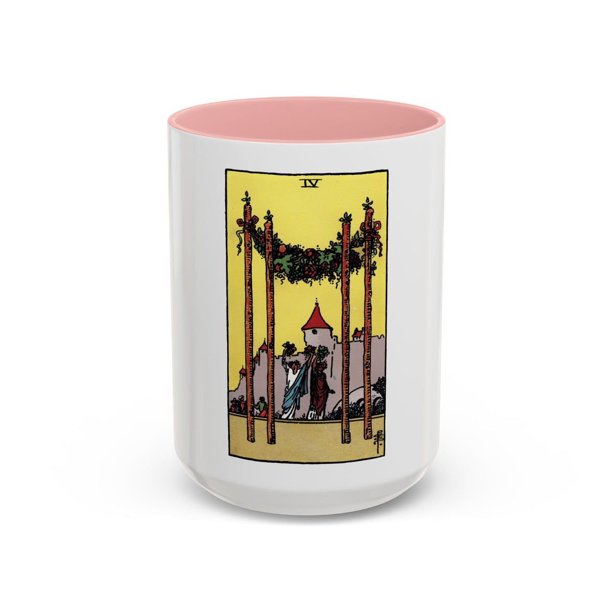 The 4 of Wands (Tarot Card) Accent Coffee Mug