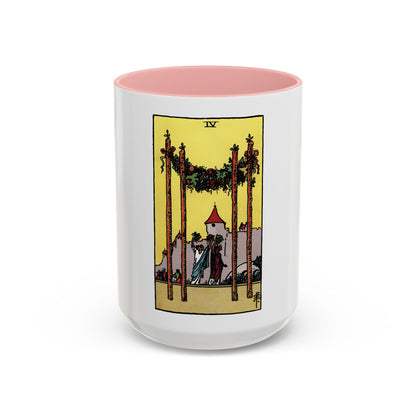 The 4 of Wands (Tarot Card) Accent Coffee Mug