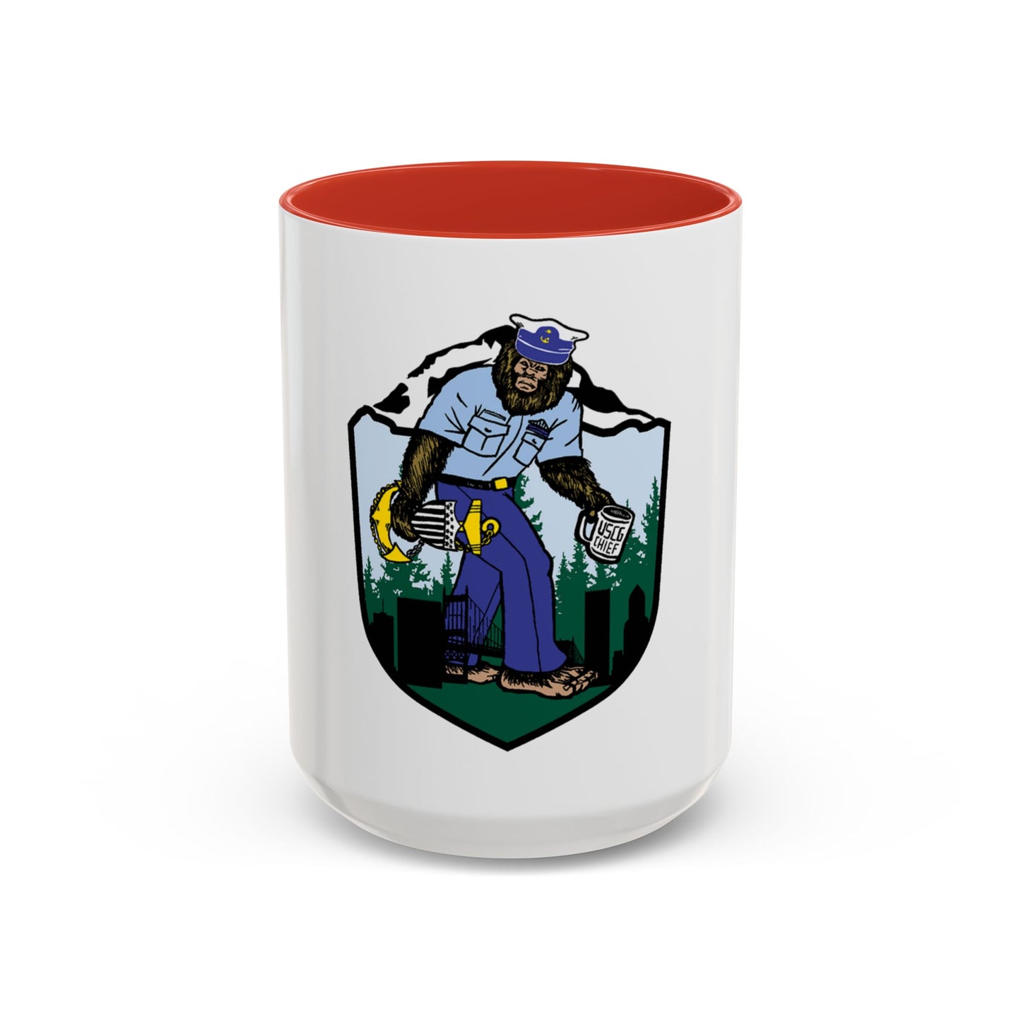 USCG Sailor Squatch (U.S. Coast Guard) Accent Coffee Mug