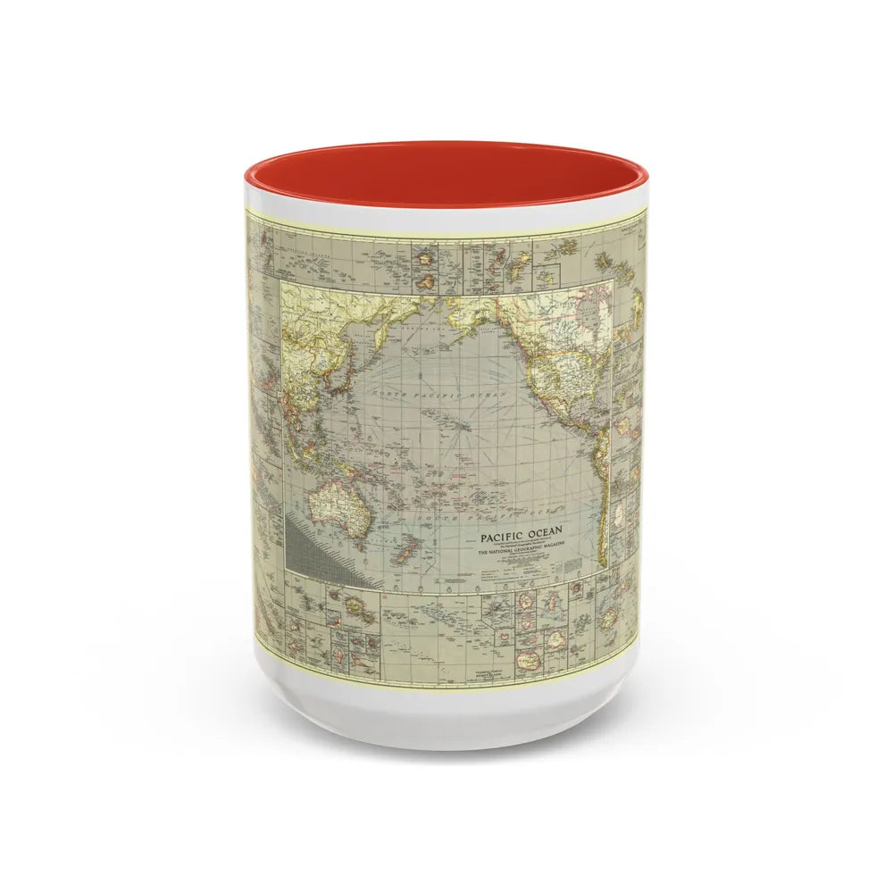 Pacific Ocean (1936) (Map) Accent Coffee Mug-15oz-Red-Go Mug Yourself