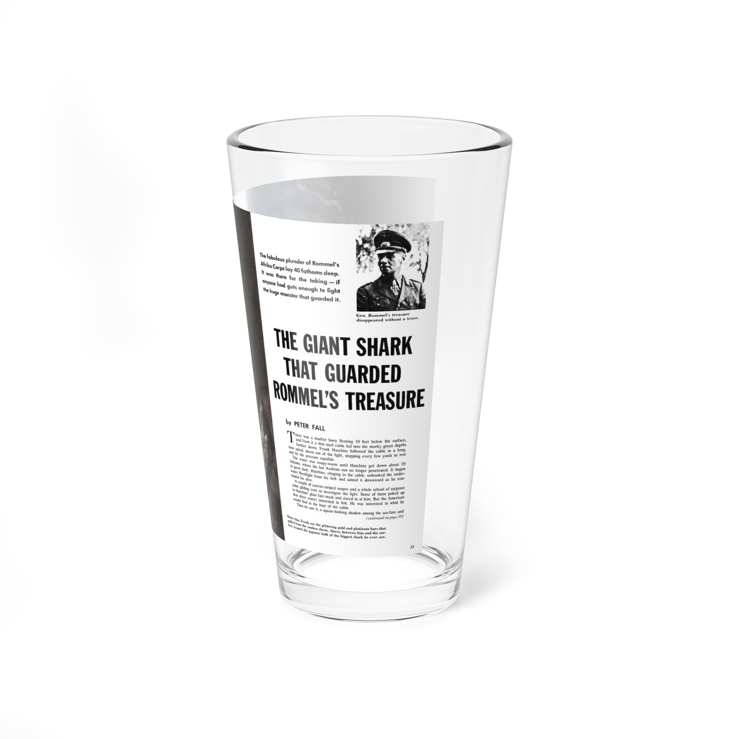 The Giant Shark That Guarded Rommel's Treasure, Fury magazine, January 1961 (Magazine Illustration) Pint Glass 16oz