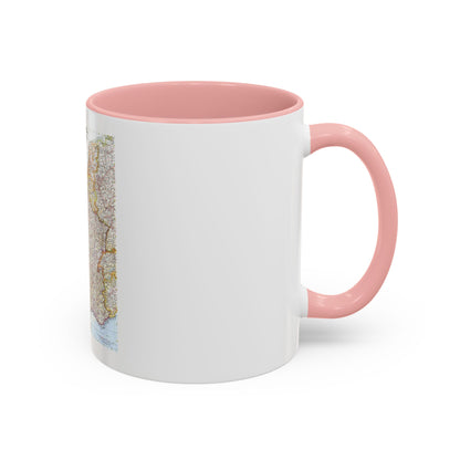 France, Belgium, and the Netherlands (1960) (Map) Accent Coffee Mug