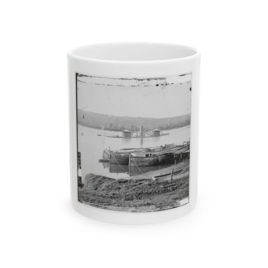 Aiken's Landing, Virginia. Double-Turreted Monitor U.S.S. On James River (U.S. Civil War) White Coffee Mug