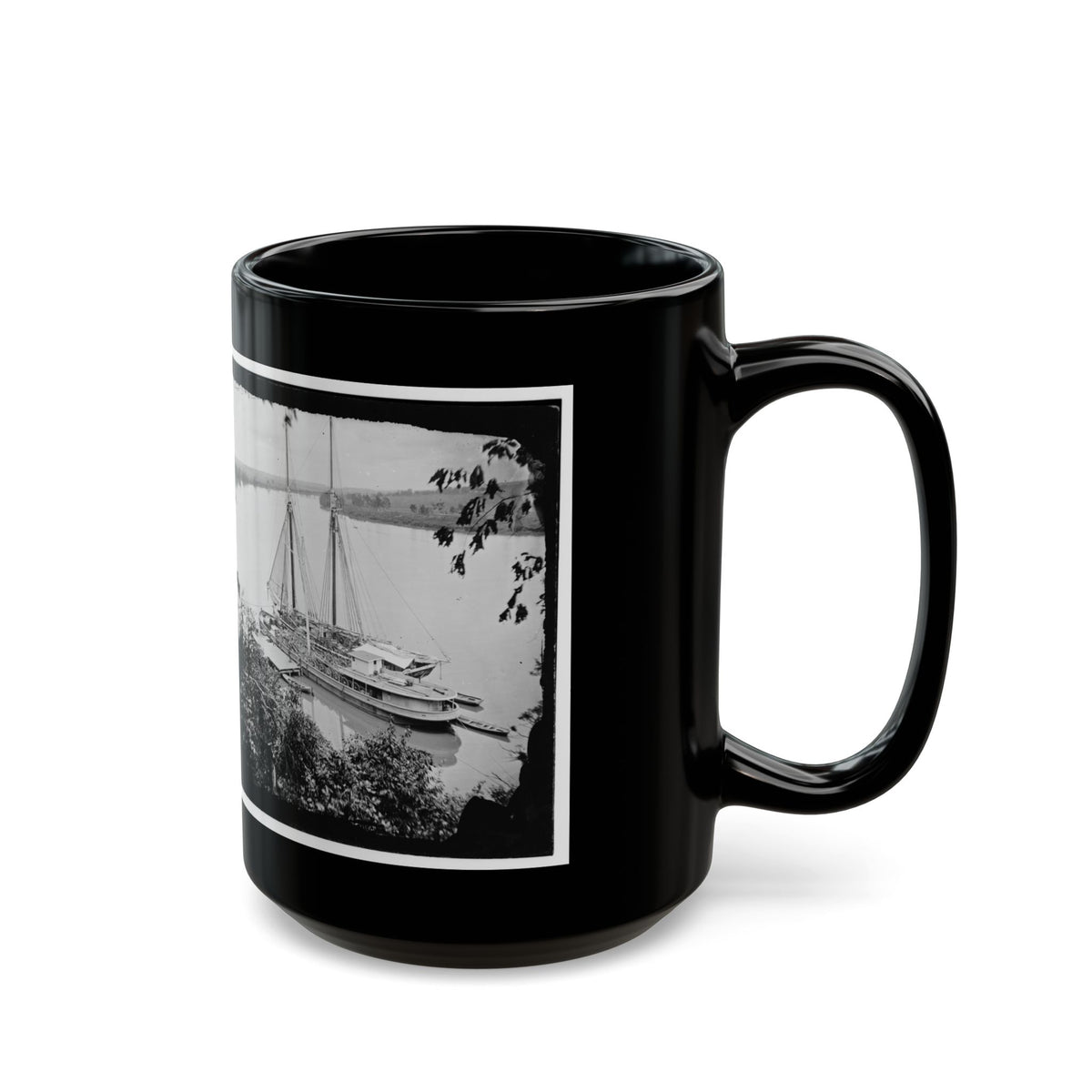 Drewry's Bluff, Va. Federal Transports With Cargoes Of Artillery On The James (U.S. Civil War) Black Coffee Mug