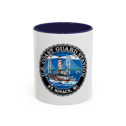 USCG Station St Ignace MI (U.S. Coast Guard) Accent Coffee Mug