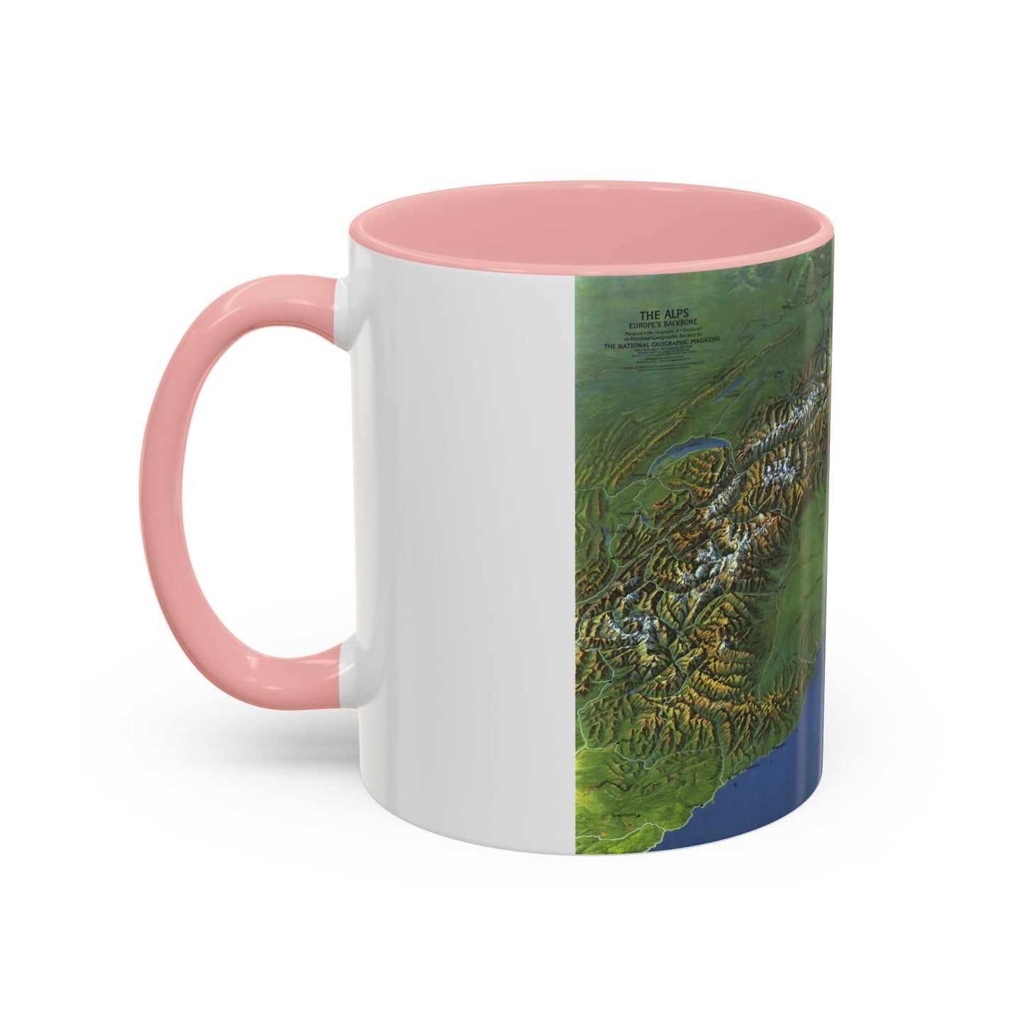 Alps, The - Europe's Backbone (1965) (Map) Accent Coffee Mug