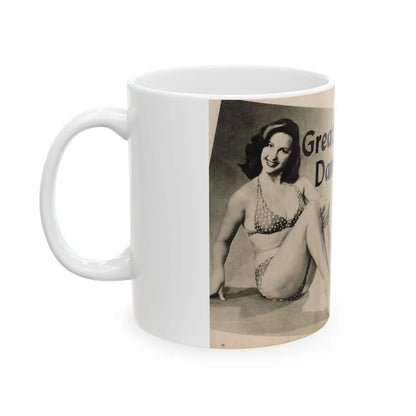 Greta Thyssen #123 - 2 Pages with, 2 B&W Photos & Paragraph from Cover Girls Models Mag. June '54 (Vintage Female Icon) White Coffee Mug-Go Mug Yourself