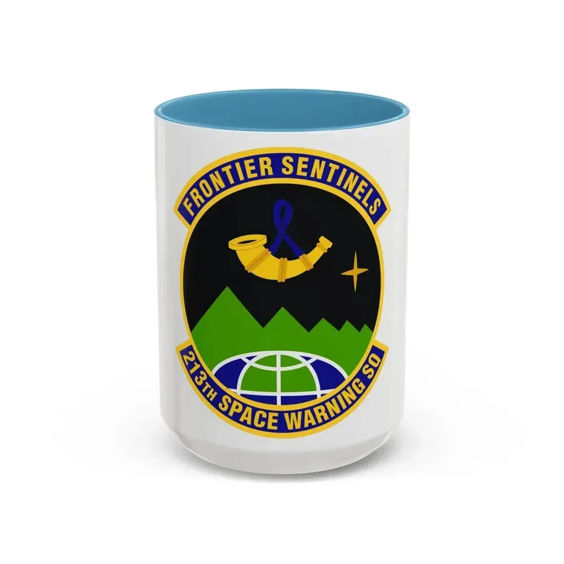 213th Space Warning Squadron (U.S. Air Force) Accent Coffee Mug 15oz Light Blue - Go Mug Yourself