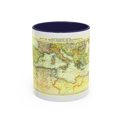 Mediterranean - Countries Bordering the (1912) (Map) Accent Coffee Mug