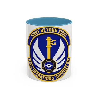 214th Operations Support Squadron (U.S. Air Force) Accent Coffee Mug 11oz Light Blue - Go Mug Yourself