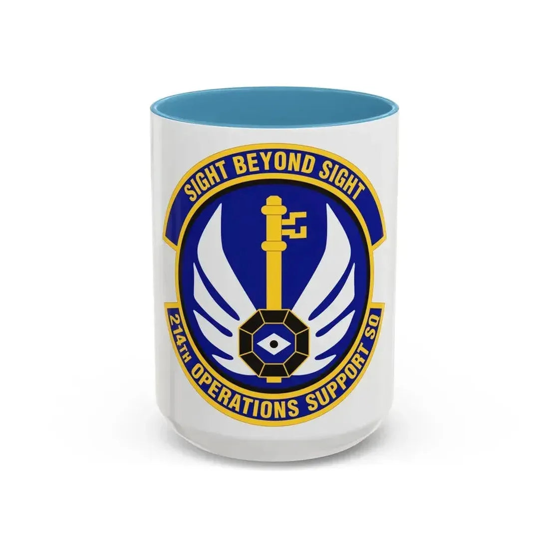 214th Operations Support Squadron (U.S. Air Force) Accent Coffee Mug 15oz Light Blue - Go Mug Yourself