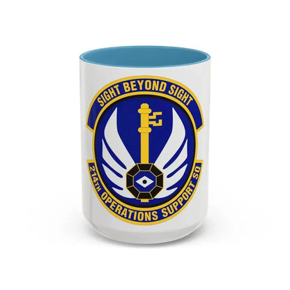214th Operations Support Squadron (U.S. Air Force) Accent Coffee Mug 15oz Light Blue - Go Mug Yourself