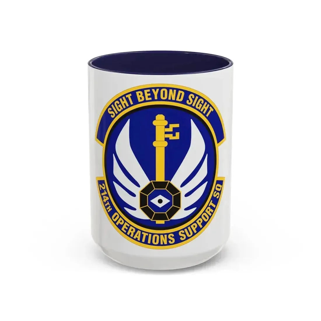 214th Operations Support Squadron (U.S. Air Force) Accent Coffee Mug 15oz Navy - Go Mug Yourself