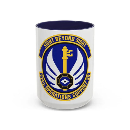 214th Operations Support Squadron (U.S. Air Force) Accent Coffee Mug 15oz Navy - Go Mug Yourself