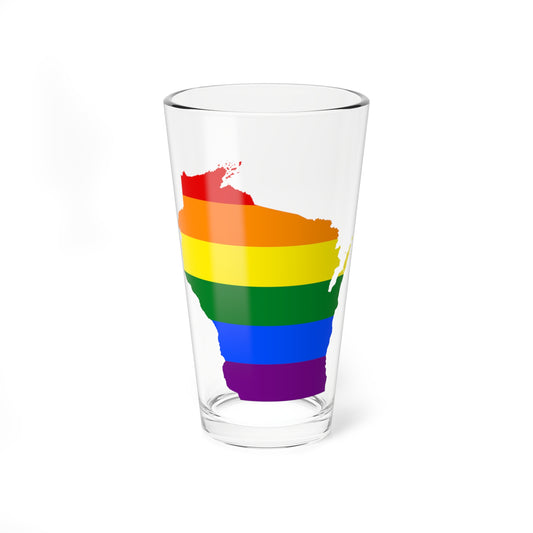 LGBT flag map of Wisconsin (United States) Pint Glass 16oz