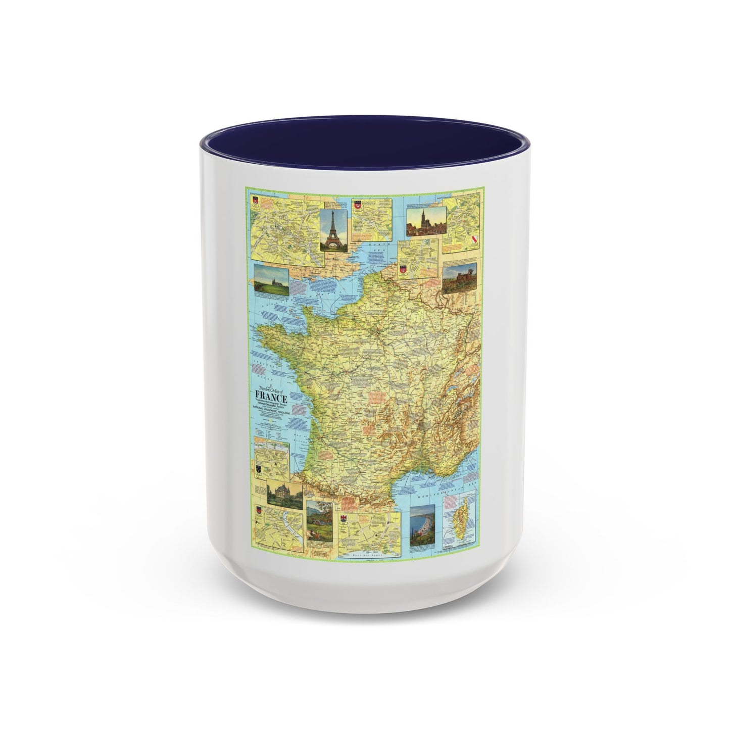 France - A Traveller's Map 1 (1971) (Map) Accent Coffee Mug