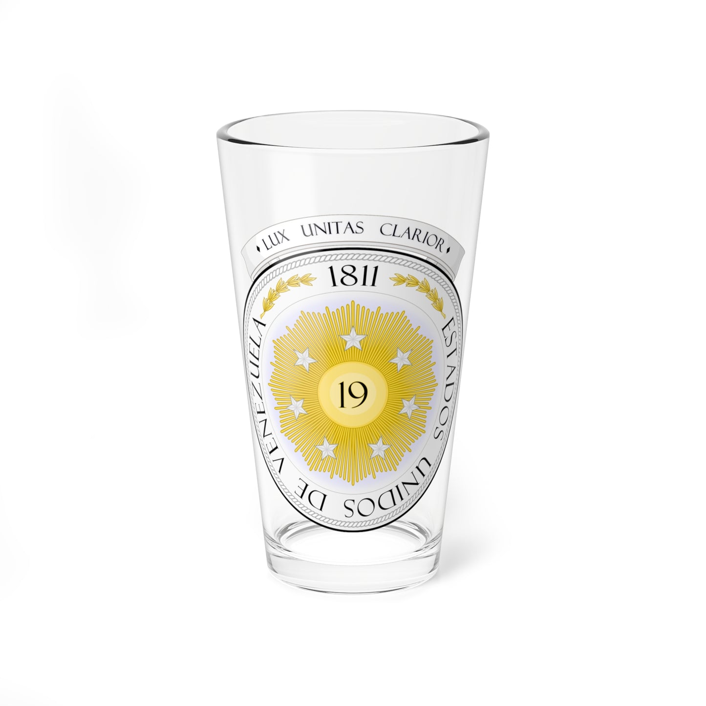 Coat of arms of Venezuela 1810 (Venezuela) (Coat of Arms) Pint Glass 16oz