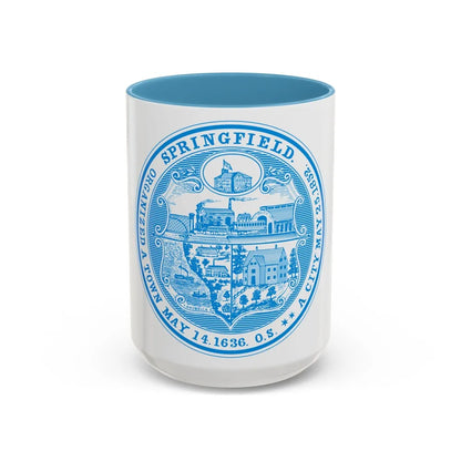 Seal of Springfield Massachusetts - Accent Coffee Mug-15oz-Light Blue-Go Mug Yourself