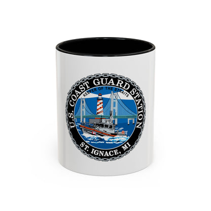 USCG Station St Ignace MI (U.S. Coast Guard) Accent Coffee Mug