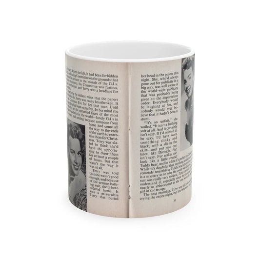 Terry Moore #450 - 66 PHOTOGRAPHS OF Terry MOORE U.K. Pocket Mag. Pages 30 & 31 (Vintage Female Icon) White Coffee Mug-11oz-Go Mug Yourself