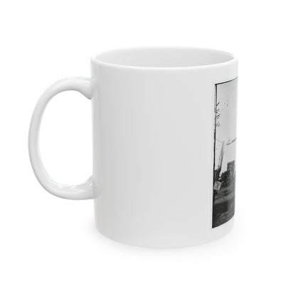 Belle Plain Landing, Virginia. Distance View Of Belle Plain Landing On The James River. (U.S. Mail Wagon 2nd Corps In Foreground) (U.S. Civil War) White Coffee Mug