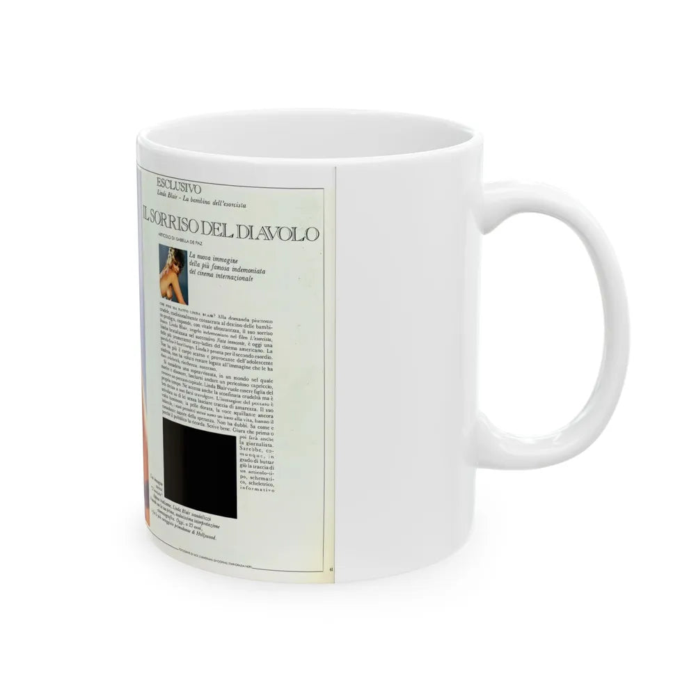 Linda Blair #227 - Partially Topless 1 (Vintage Female Icon) White Coffee Mug-Go Mug Yourself