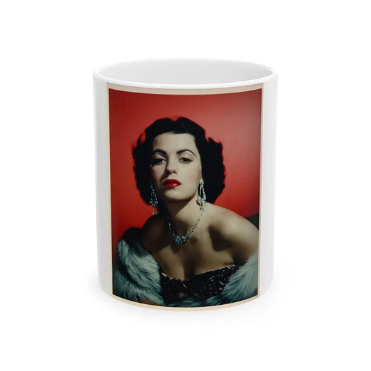 Faith Domergue #01 - 8x10 Upper Body Head & Shoulder Color Glamour Photo (Vintage Female Icon) White Coffee Mug-11oz-Go Mug Yourself