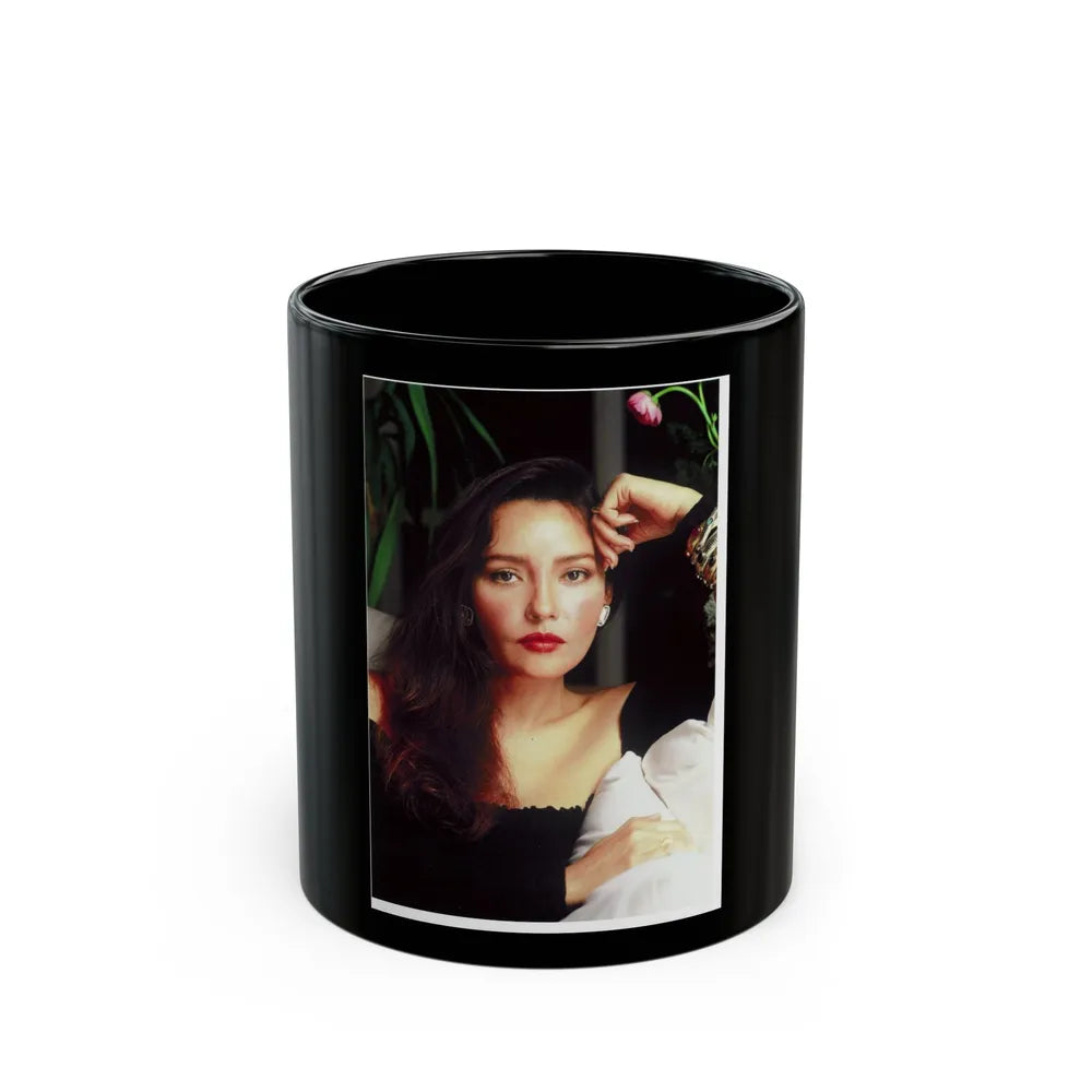 Barbara Carrera #64 (Vintage Female Icon) Black Coffee Mug-11oz-Go Mug Yourself