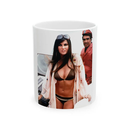 Caroline Munro #213 - 8x10 Color Full Body in 2-Piece Bikini Swimsuit Photo from late 70's (Vintage Female Icon) White Coffee Mug-11oz-Go Mug Yourself